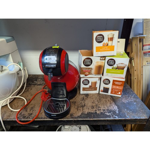 38 - Krups Nescafe Dolce Gusto Melody coffee machine. Model no. KP220 + unknown amount of pods in opened ... 