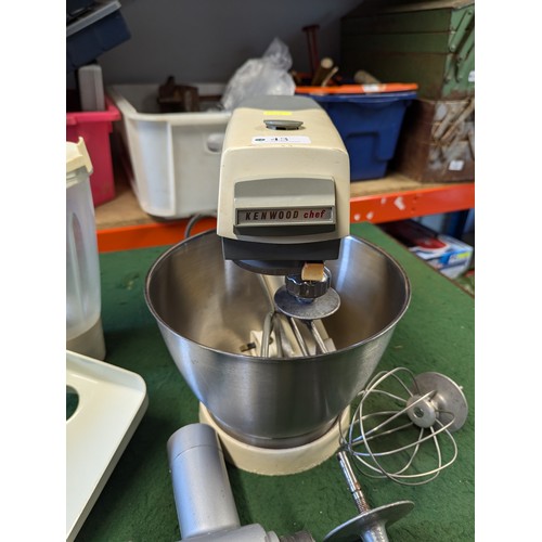 43 - Kenwood Chef with accessories inc. blender, hook, whisk, beater, mincer. Model no. A701.