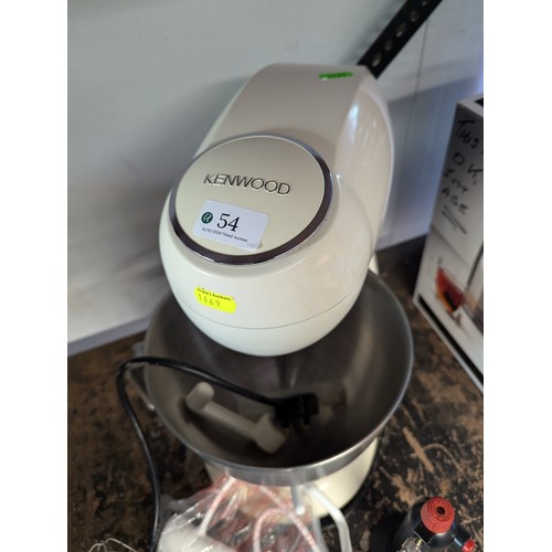 54 - Kenwood Patissier mixer with beater, hook and whisk, measuring cup + chef's blowtorch. Model no. MX2... 