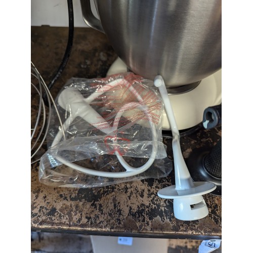 54 - Kenwood Patissier mixer with beater, hook and whisk, measuring cup + chef's blowtorch. Model no. MX2... 