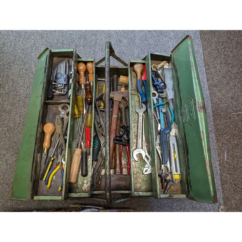 147 - 2 x concertina toolboxes inc. spanners, screwdrivers, hammers, hexagonal allen keys etc.