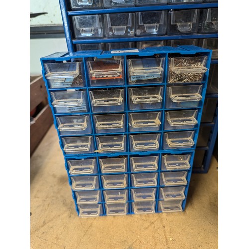 152 - 3 x various sized storage compartments inc. screws, wooden dowels, washers etc.