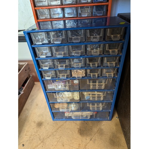 152 - 3 x various sized storage compartments inc. screws, wooden dowels, washers etc.