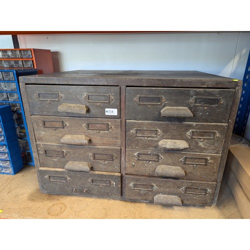 154 - Wooden multi-drawer unit inc. brass fittings and fasteners etc. W66cm D53cm H45cm. 