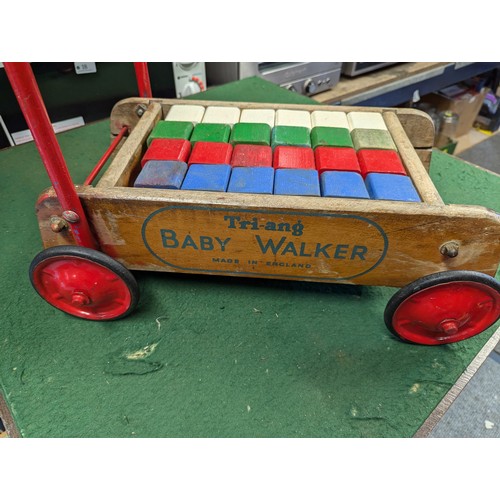 178 - Tri-ang Baby Walker with coloured blocks.