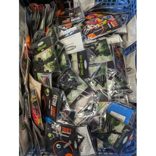 228 - 4 x blue trays of fishing equipment inc. hooks etc.