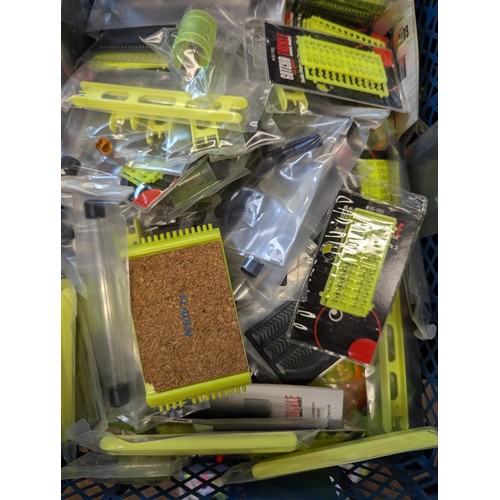 228 - 4 x blue trays of fishing equipment inc. hooks etc.