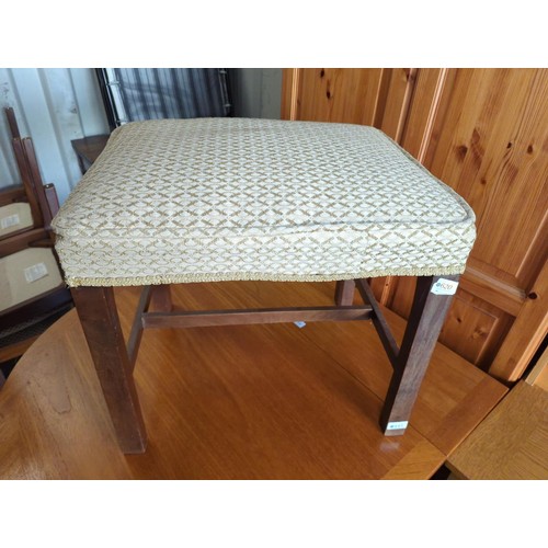 336 - Reupholstered stool. L54cm, W45cm, H49cm.