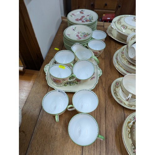 1002 - Aynsley bone china tea set, '1507' to base inc. eight cups, thirteen saucers, twelve side plates, ju... 