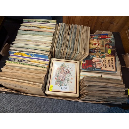 874 - Large qty of cigarette & tea cards, two folders of first day covers. inc. Stamps of all Countrie... 