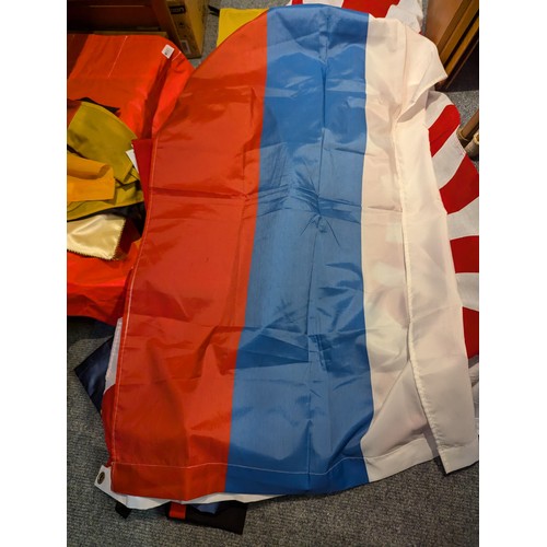 883 - Qty of flags, dress trousers, cumberbands