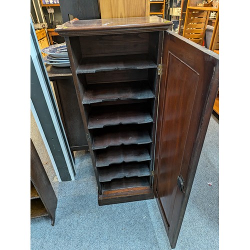 892 - Mahogany document single door cabinet and six shelves, with key, width 45.5cm, depth 28cm, height 12... 