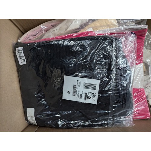 1020 - Box of new ladies clothes Inc stretch knit cords, summer tops etc. 