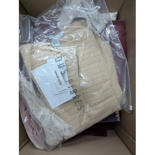 1020 - Box of new ladies clothes Inc stretch knit cords, summer tops etc. 