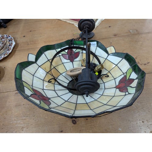 1048 - Stained glass ceiling shade with electric fitting