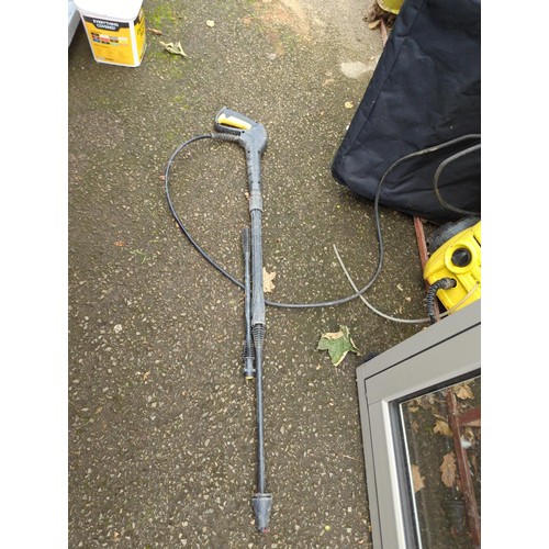 645 - Karcher k2.38 pressure washer, with 2 lance attachments. Tested in working order.