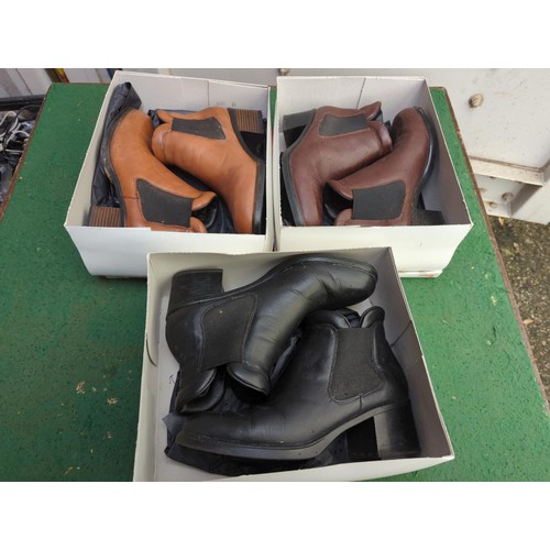 266 - 3 pairs of Reiker ankle boots size 6.5 (light brown, dark brown, black)