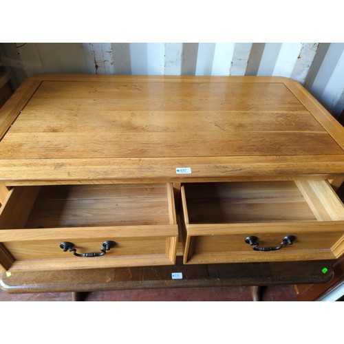 337 - 2-drawer 2-tier coffee table. W110cm D60cm H50cm.