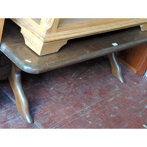 338 - Refectory-style coffee table. W128cm D64cm H46cm.