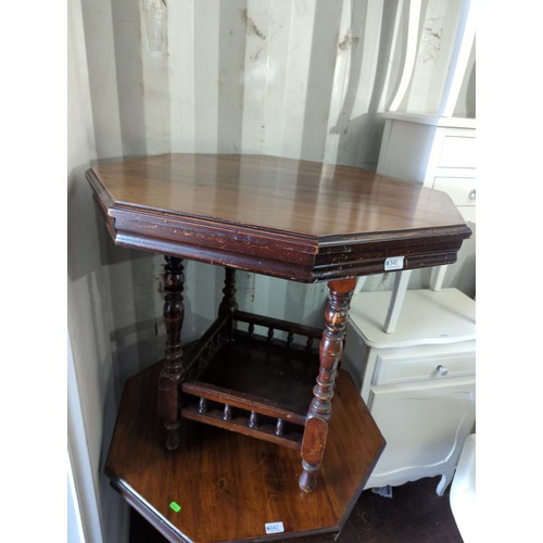 341 - Octagonal occasional table with galleried lower shelf. Diameter of 75cm H69cm.