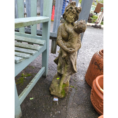 448B - Concrete statue of lady and child. H70cm.