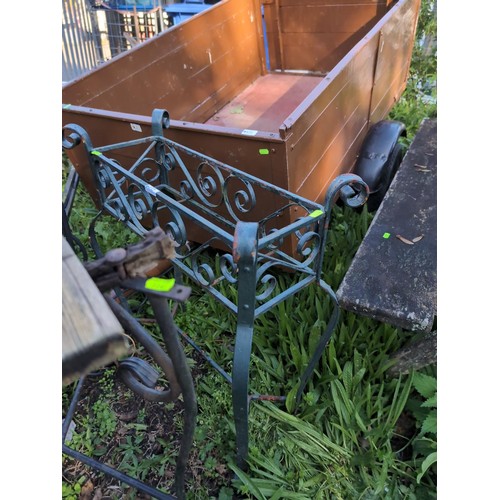 432 - Cast iron trough plant stand. W62cm D28cm H74cm.