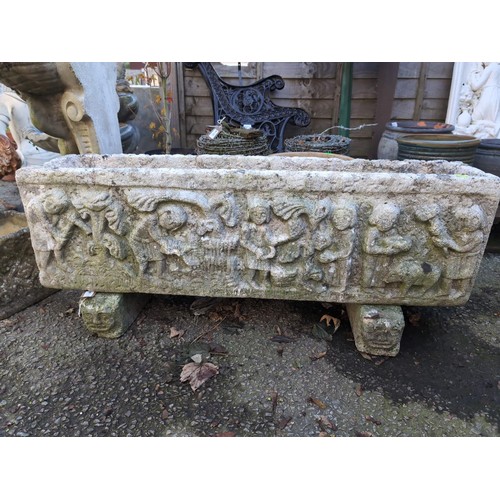 535 - Figurative concrete trough. W109cm D25cm H45cm.