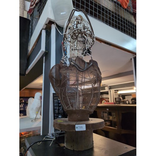 798 - Richard Dawson-Hewitt sculpture in scrap metal of a female bust, signed to base, overall height appr... 