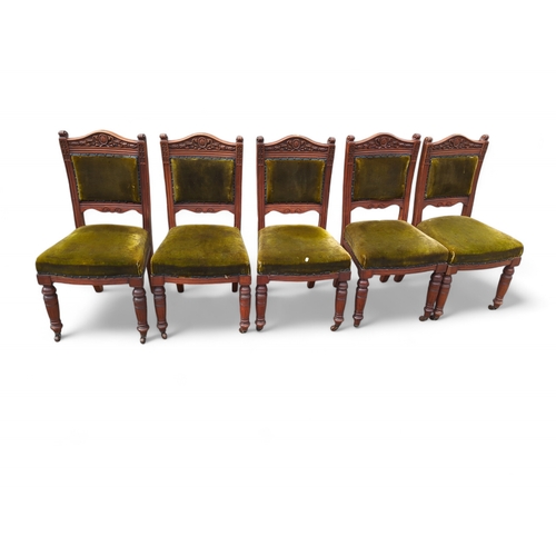 468 - 5 X Mahogany upholstered chairs