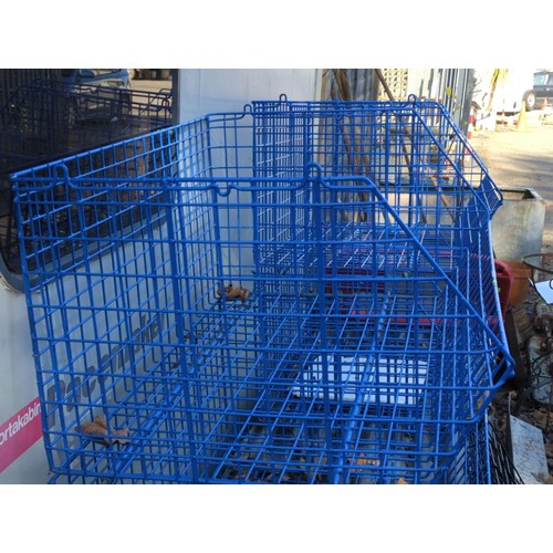 444 - Set of 4 stacking wire containers. Each - W103cm D68cm H48cm.