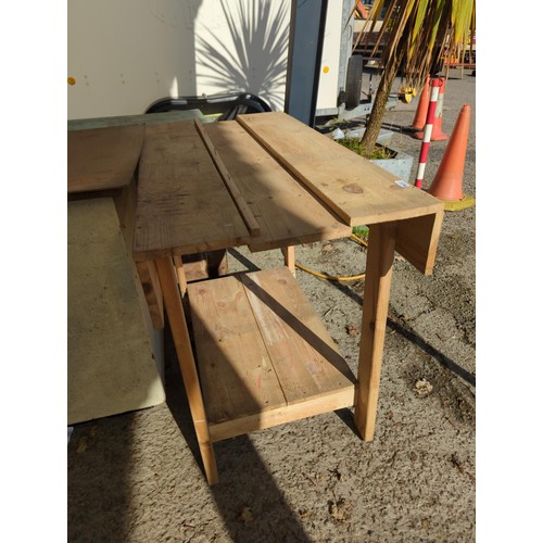 460 - Pine workbench. W114cm D60cm H92cm.