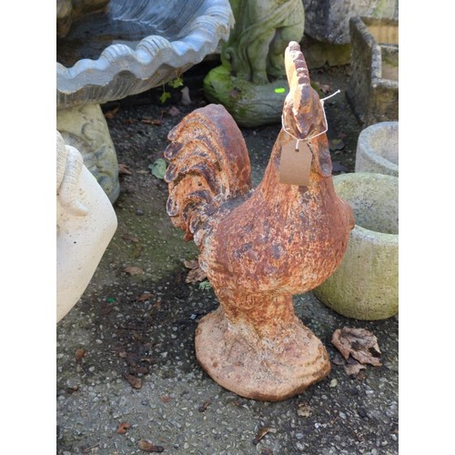 530 - Victorian solid cast iron cockerel. H54cm.