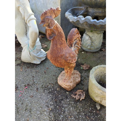 530 - Victorian solid cast iron cockerel. H54cm.