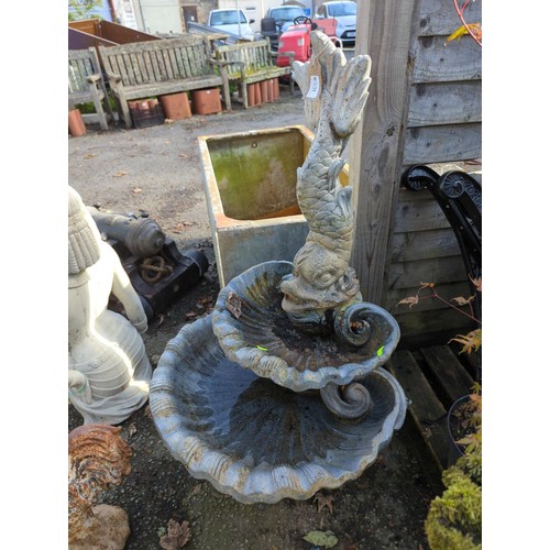 531 - 4-piece concrete dolphin water feature. 