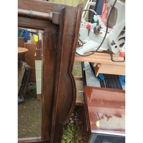 739 - Oak over mantle mirror. W118cm