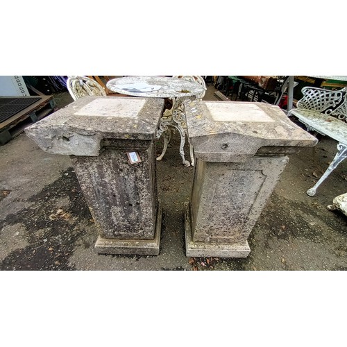 592 - 2 concrete pedestals (concrete-filled) W38cm D38cm H74cm.