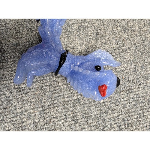 827 - Vintage Murano Pulegoso blue glass Scottie dog, L17cm