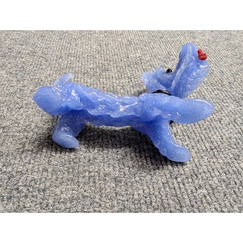 827 - Vintage Murano Pulegoso blue glass Scottie dog, L17cm