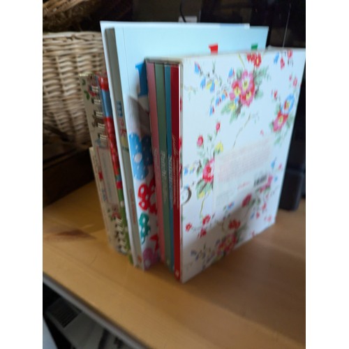 284 - Various Cath Kidston journals and books + loose fabrics in bag. 