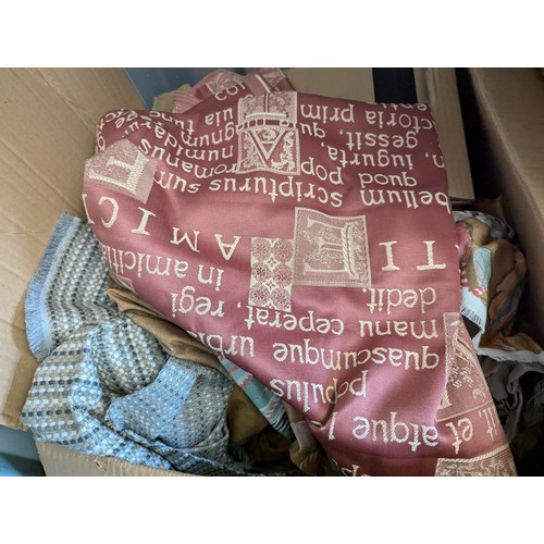 296 - 2 large boxes of mixed fabrics. 