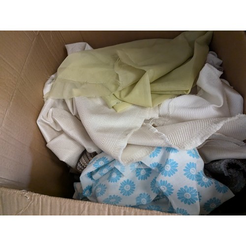 296 - 2 large boxes of mixed fabrics. 