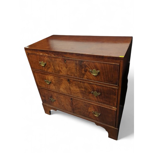 5 - 3 drawer chest of drawers with brass handles. W87.5cm D44cm H87cm.