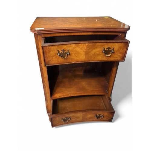 7 - Reproduction concave bedside cabinet in Georgian style. W51cm D34cm H73cm.