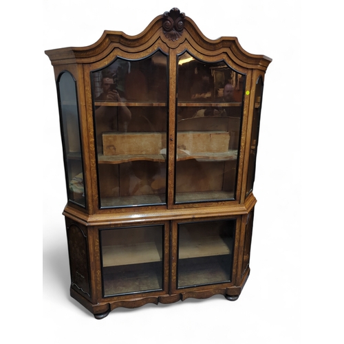 27 - Large Dutch marquetry display cabinet. W148cm D40cm approx. H215cm.