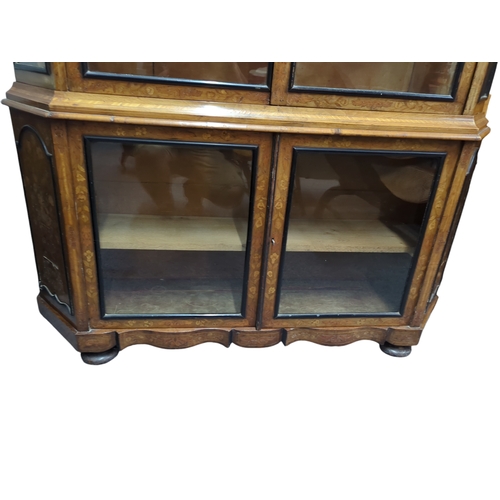 27 - Large Dutch marquetry display cabinet. W148cm D40cm approx. H215cm.