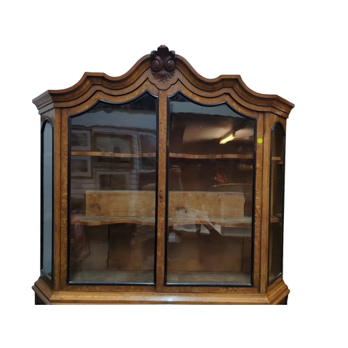 27 - Large Dutch marquetry display cabinet. W148cm D40cm approx. H215cm.