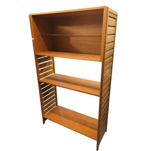 12 - Staples Ladderax modular system inc. 1 glazed shelf and 2 others. W93cm D39cm H160cm.