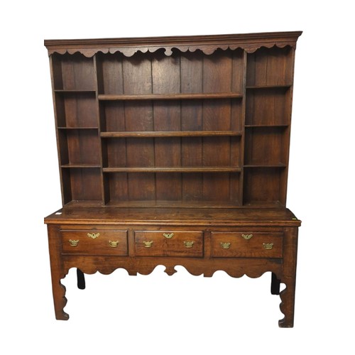 13 - Large c18 Welsh oak dresser. W176cm D49cm H203cm