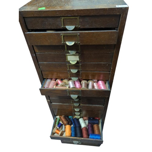 18 - 22 drawer filing unit with haberdashery contents inc. colour-coordinated threads. W40.5cm D27.5cm H ... 