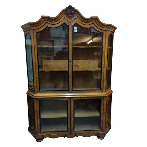 27 - Large Dutch marquetry display cabinet. W148cm D40cm approx. H215cm.